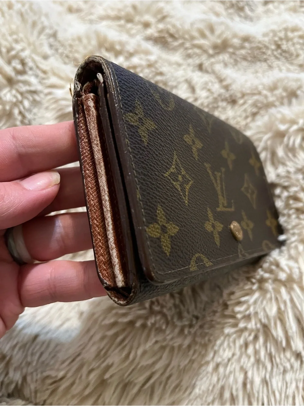 Louis Vuitton Monogram Canvas Compact Wallet in Brown and Gold
